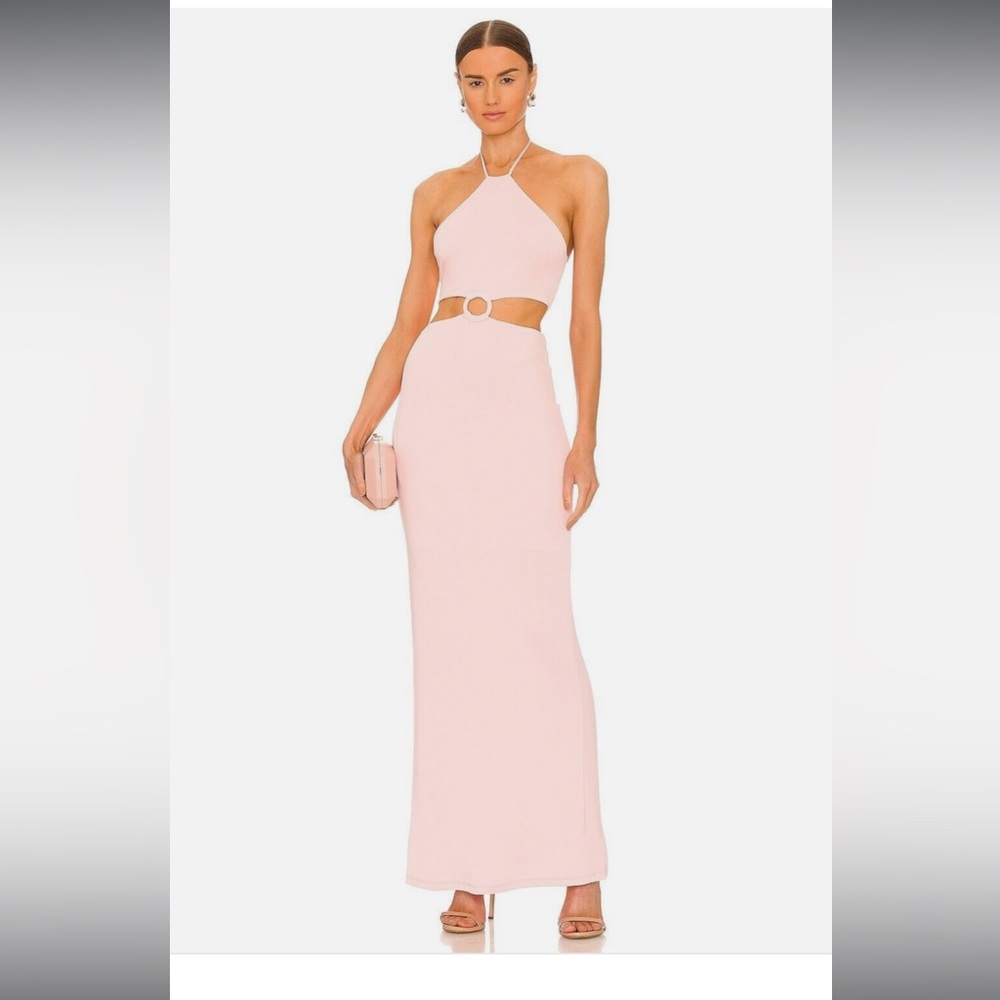LIKE NEW Alice + Olivia Rose Pink Marguerite Cutout Jersey Halter Maxi Dress